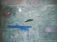 Interior del diluvio (Homenaje a Philip Guston). 1986. Acr&iacute;lico sobre lienzo. 200 x 270 cm.
