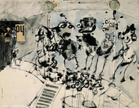 Machangos y monigotes: los signos amenazantes 8/52 - 1964. T&eacute;cnica mixta sobre papel. 43,9x56,3 cms