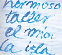 Dibujo de Manuel Padorno, verso de un poema de A la sombra del mar.