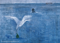 El n&aacute;ufrago y la gaviota. 1986. Acr&iacute;lico sobre lienzo. 200 x 275 cm.